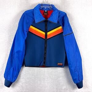 VTG Bare Exowear Mens L Blue Neoprene Water Ski Jacket Summer Preppy Lake Beach